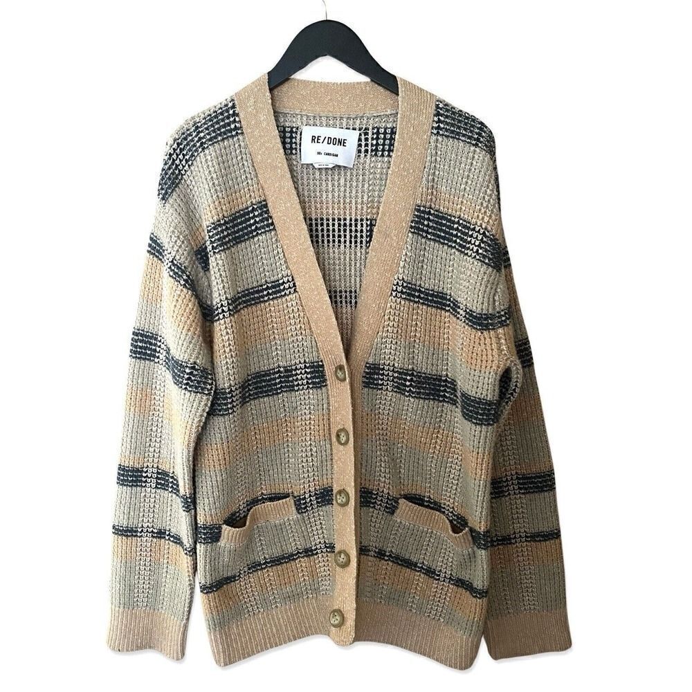 RE/DONE "90s Oversized Cardigan" Sweater Unisex Top Striped Sz M/L redone